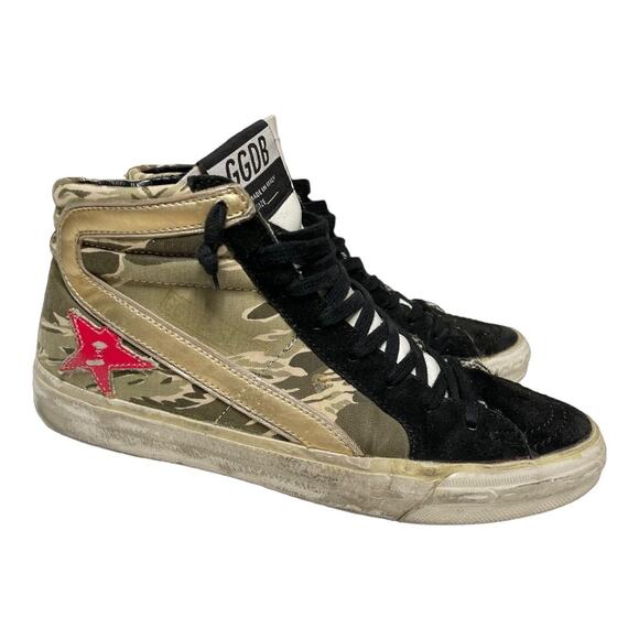 Golden Goose Suede & Canvas Camo Print Slides Size 37 EU 7 US - Picture 2 of 7